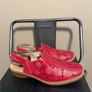 Remonte by Rieker Red Leather Slingback Comfort Shoes | Women’s 40